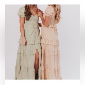 NWT Worth Collective ruffle tiered maxi dress in Tan